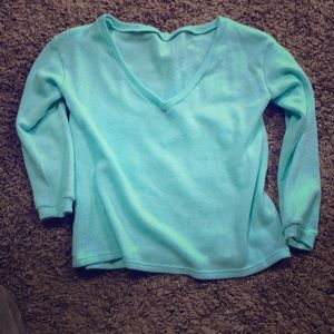 NWOT‼️Off the shoulder VNeck sweater. Turquoise
